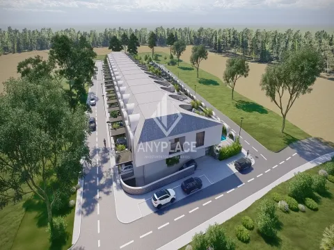 Mark med godkänt projekt för byggande av en lyxig bostadsrätt.