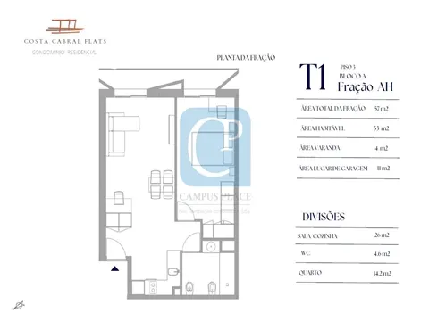 1 bedroom apartment in the development "Costa Cabral Flats", Paranhos