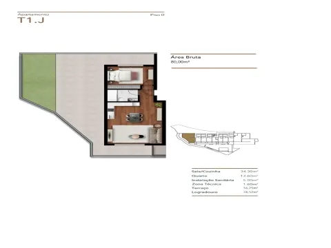 Apartment mit 1 Schlafzimmer in Santa Luzia – Einheit X